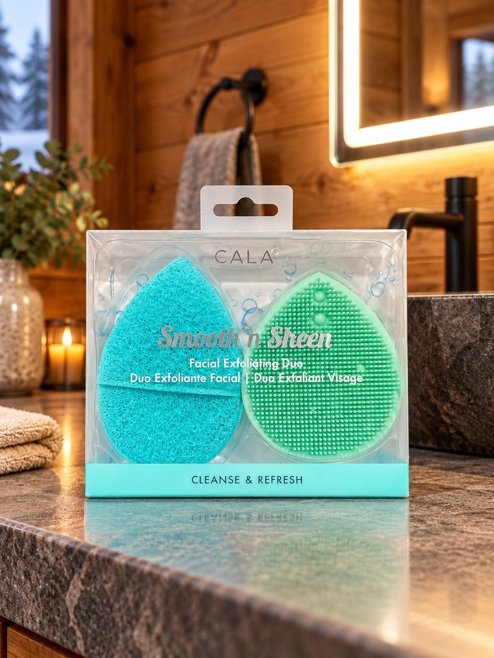 Cala Facial Exfoliating Duo - Aqua/Teal